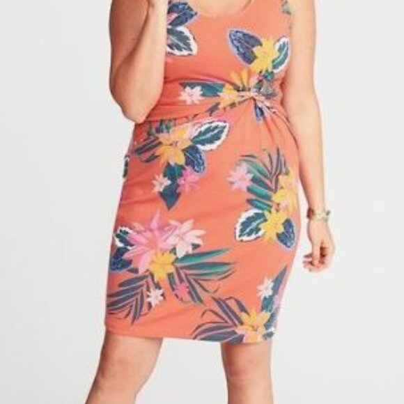 Old Navy Floral Sleeveless Twist-Front Bodycon Dress 1X - Picture 9 of 9